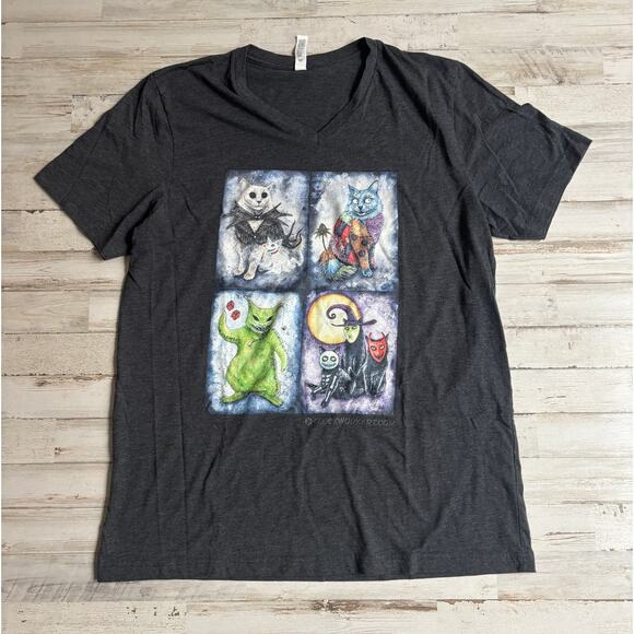 Clockwork Art Nightmare Before Christmas Cat Tee Tshirt Women's sz L - Picture 1 of 2